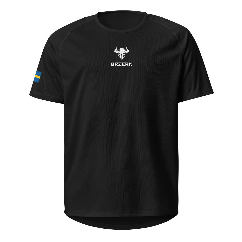 Black t-shirt with a BRZERK logo and text